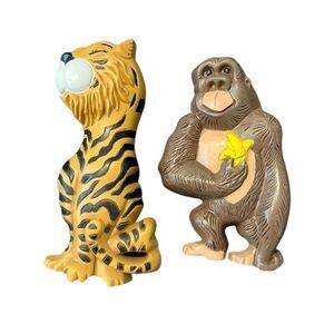 Vintage Home Interior tiger and gorilla plastic wall decor GVC
